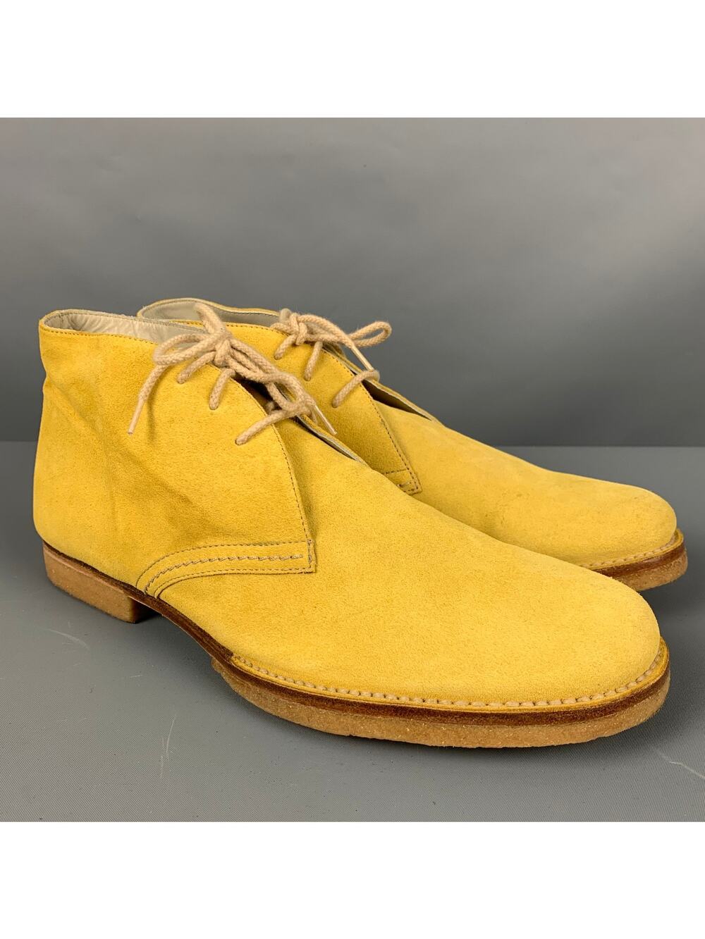 JIL SANDER Size 9 Yellow Suede Ankle Lace Up Shoes